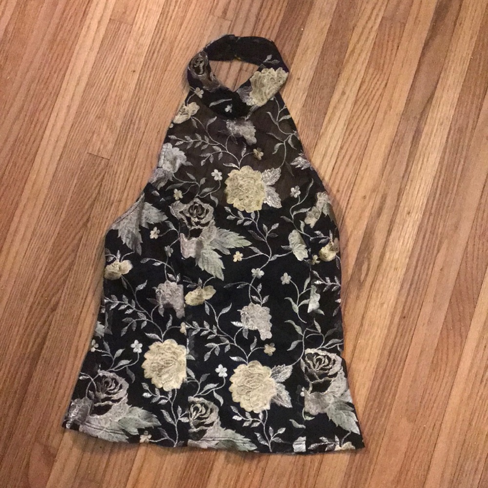 Cache dressy sheer embroidered top